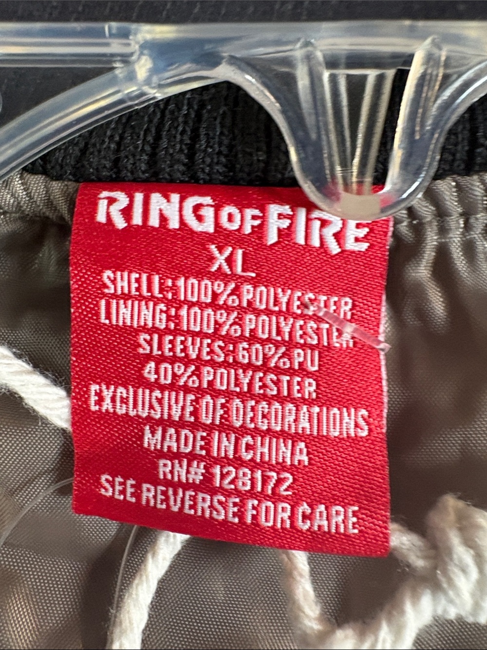 Ring of Fire Olive and White Embroidered Varsity Jacket - Picture 7 of 9